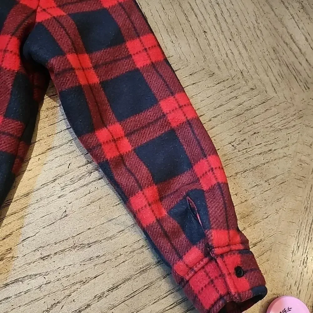 Red and Black Plaid Fleece Jacket Size 8/10